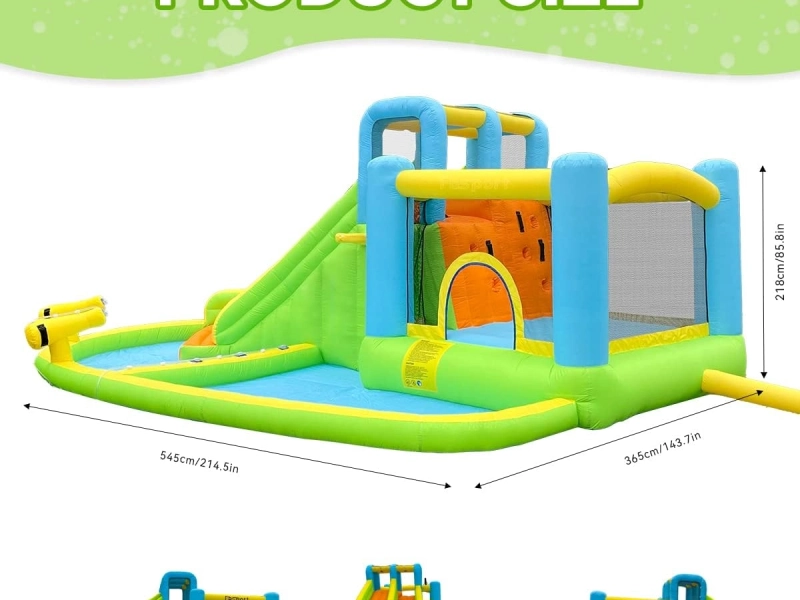 Location de château gonflable avec toboggan et parc aquatique