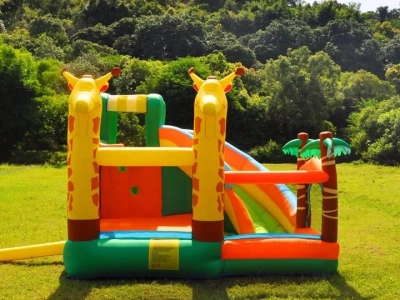 Mini chateau gonflable multifonction - theme girafe.